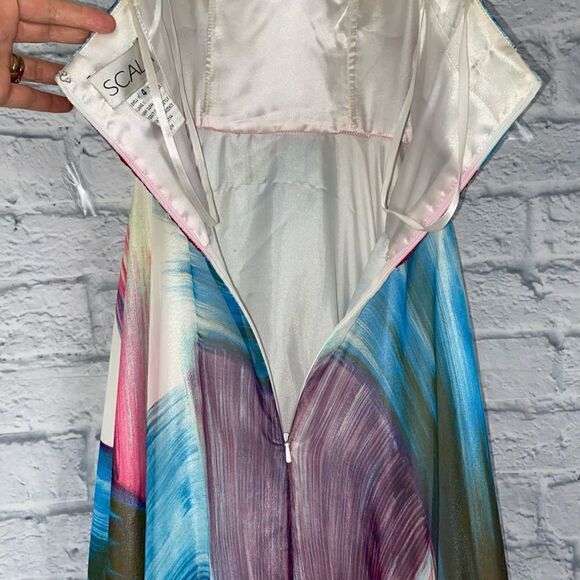 Scala strapless brush print multicolor maxi dress sz 4 - Picture 10 of 16